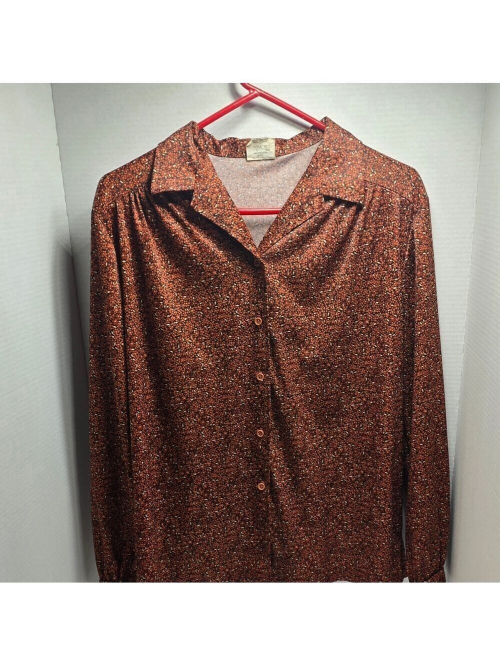 Vintage Elegant Floral Button Down Shirt - Brown